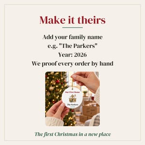 Our First Home Ornament 2026, Personalized New Home Christmas Ornament, Family Name Housewarming Gift, Watercolor Cottage Keepsake image 4