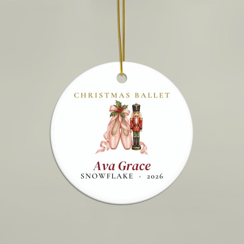 Ballet Cast Ornament 2026, Personalized Dancer Name and Role Ornament, Christmas Ballet Recital Gift, Pointe Shoes Keepsake image 2
