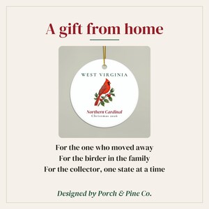 Kerstornament met de staatsvogel van West Virginia, Noordelijke kardinaal, kerstornament 2026, aquarel vogelornament, cadeau uit West Virginia voor vogelliefhebbers afbeelding 6
