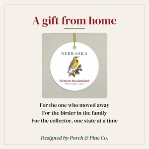 Nebraska State Bird Ornament, Western Meadowlark Christmas Ornament 2026, Watercolor Bird Ornament, Nebraska Gift for Bird Lover immagine 5