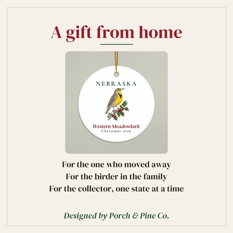 Nebraska State Bird Ornament, Western Meadowlark Christmas Ornament 2026, Watercolor Bird Ornament, Nebraska Gift for Bird Lover immagine 5