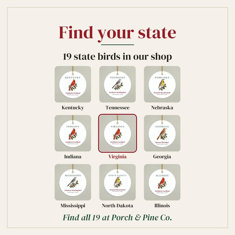 Virginia State Bird Ornament, Northern Cardinal Christmas Ornament 2026, Watercolor Bird Ornament, Virginia Gift for Bird Lover image 5