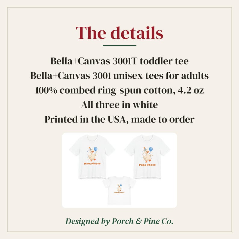 Goose Family Shirt Set of 3, Mama Goose Papa Goose Birthday Goose Shirts, Matching First Birthday Family Outfit, Goose Party Tees image 6