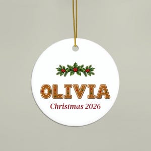 Gingerbread Name Ornament 2026, Personalized Kids Christmas Ornament, Gingerbread Cookie Letters, Custom Name Ceramic Ornament Gift 画像 2
