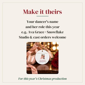 Ballet Cast Ornament 2026, Personalized Dancer Name and Role Ornament, Christmas Ballet Recital Gift, Pointe Shoes Keepsake image 3