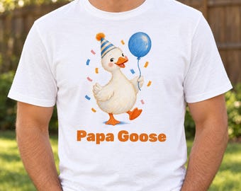 Papa Goose Shirt, Goose First Birthday Dad Tee, Goose Party Family Matching Shirt, Dad of the Birthday Goose Shirt