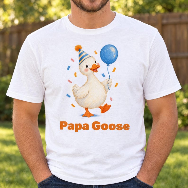 Papa Goose Shirt, Goose First Birthday Dad Tee, Goose Party Family Matching Shirt, Dad of the Birthday Goose Shirt image 1
