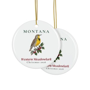 Montana State Bird Ornament, Western Meadowlark Christmas Ornament 2026, Watercolor Bird Ornament, Montana Gift for Bird Lover image 2