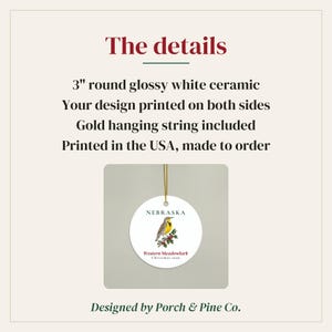 Nebraska State Bird Ornament, Western Meadowlark Christmas Ornament 2026, Watercolor Bird Ornament, Nebraska Gift for Bird Lover immagine 3