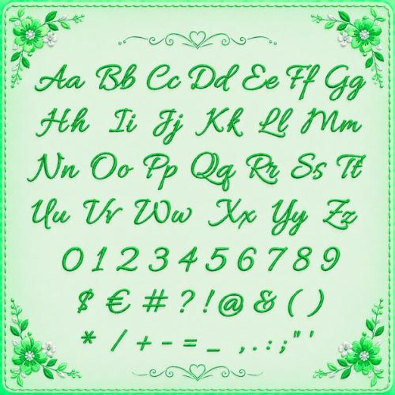 Allura Script Embroidery Font PES | Cursive Embroidery Font | Fancy ...