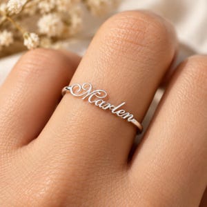 Personalized Cursive Name Ring, Dainty Script Jewelry, Minimalist Gift for Her