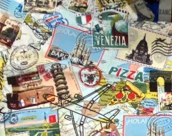 Travel Theme Fabric Etsy