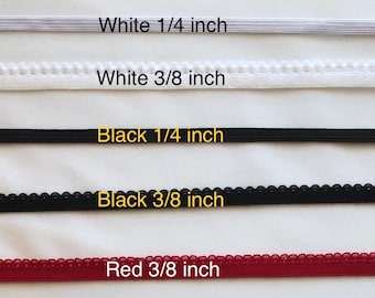 6mm white doll craft headband 10 Yards Black Picot Edge Lingerie Elastic 14 edge to edge 716 38 10mm 11mm