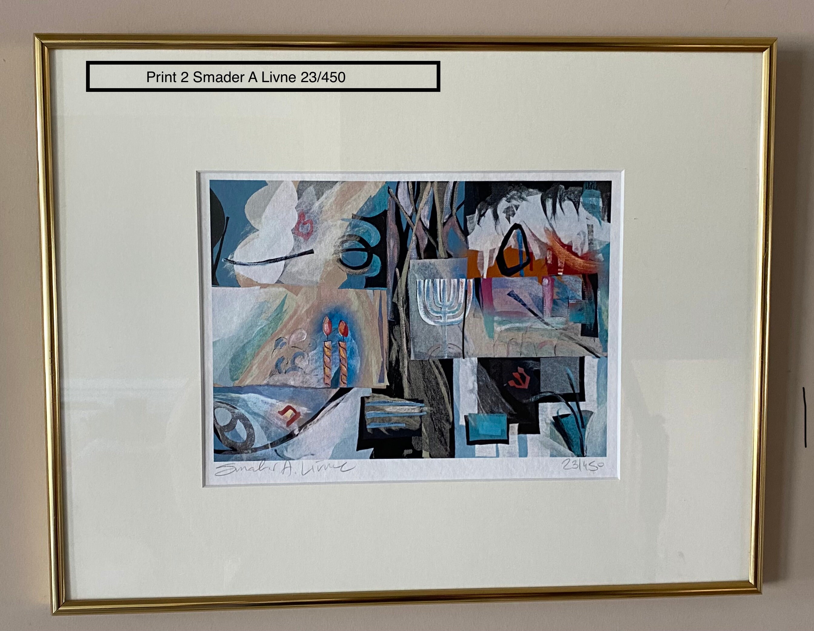 Smander Israeli Artist Vintage Smander A Livne Gold Framed Signed and Numbered ...