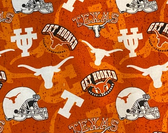 UT Univerisity of Texas Longhorns Fabric by the Yard or 1/2 Yard
