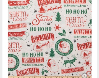 Christmas Sayings Duck Cloth Fabric