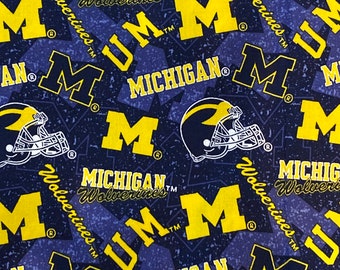 U of M University of Michigan Cotton Fabric GO Wolverines by 1/2 Yard or Yard