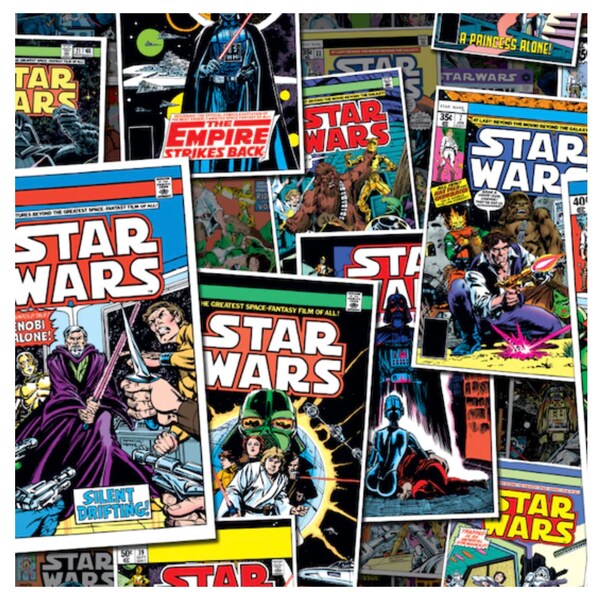 Star Wars Multicolor Comic Book Covers Cotton Pre Cut Fabric