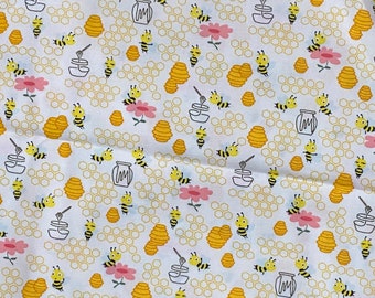 Bee Apiary Apian Apiast Queen Bee Quilt Cotton Fabric 2 Styles by the 1/2 Yard