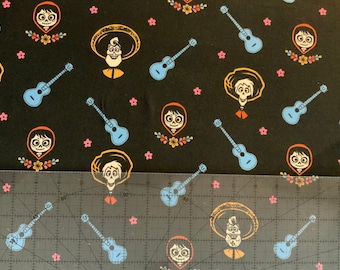 Disney Coco and Friends Stretchy Cotton Jersey Fabric - 60 inches wide - By the Yard.  Day of the Dead Fabric