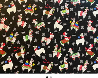 Christmas Holiday Llama Cotton Fabric 30x44 LAST PIECE… Rare Find