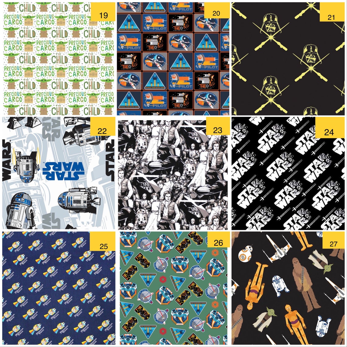 Star Wars Mandalorian Yoda Cotton Fabric 27 Prints FREE Etsy