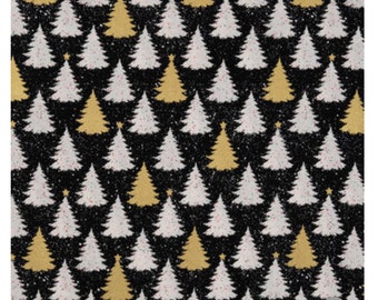 Modern Gold and Silver foil Christmas Tree fabric by the 1/2 Yard