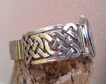 Celtic Knot-work Silver Men's Watch Band - Made to Order