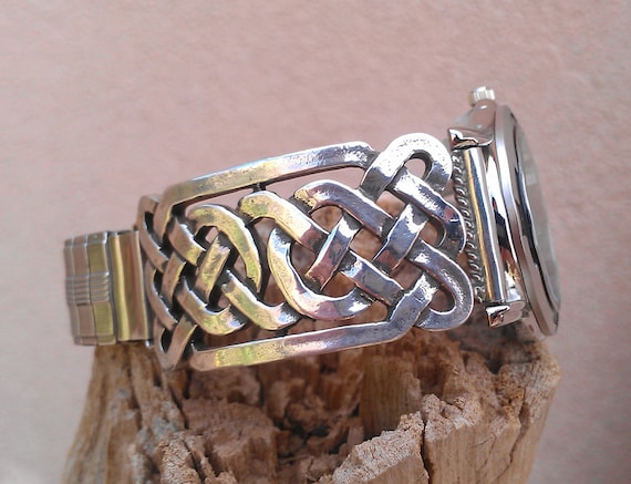 Celtic Knot-work Silver Men's Watch Band - Made to Order