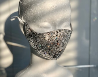 Custom Swarovski Face Mask Bling Mask Rhinestone Bridal Wedding Evening Bride