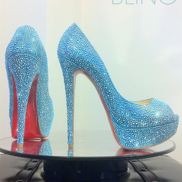 Urban Bling Christian Louboutin Lady Peep Strass Strassing Custom SERVICE 35,5 36 37 38 39