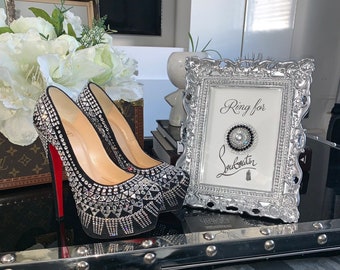 Designer Inspired Ring for Louboutin Frame Framed Swarovski Crystal Home Decor