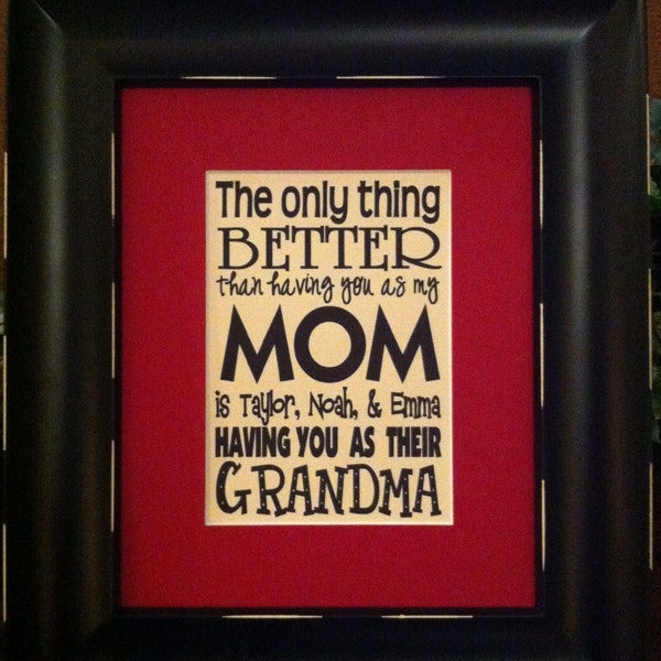 Having You as a Mom Custom Print matted on an 8x10 mat