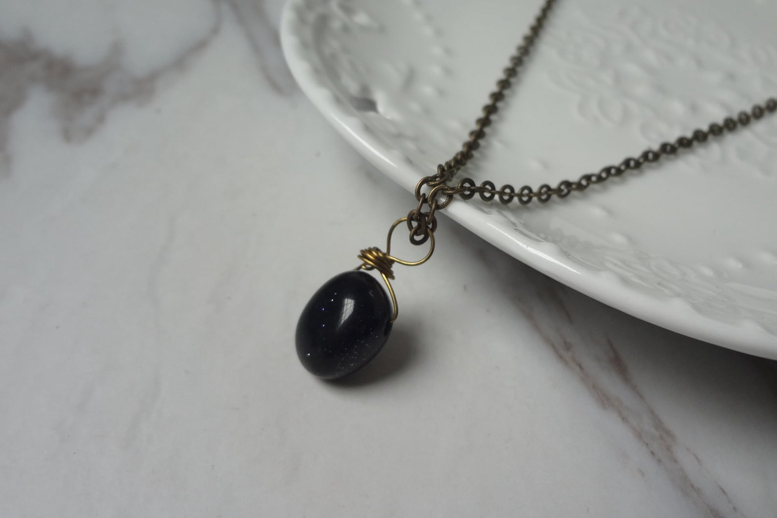 Bright Black Stone Necklace Restoring Ancient Ways Stackable Etsy UK