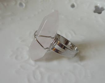 White Crystal Druzy Drusy Silver Plate Mineral Ring Raw Gemstone Rough Statement Adjustable Ring 1203
