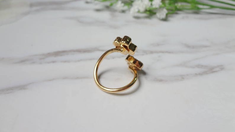 Double Flower Druzy Agate Gold Plated Druzy Drusy Mineral Ring Raw Gemstone Rough Statement Adjustable Ring 715 image 7