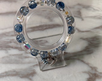 pendant blue glass bead stretchable bracelet gift 130
