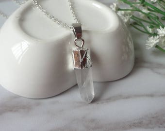 Drusy Druzy Raw Rough Gemstone Sliver Plated Pendant Gem Chain Quartz Crystal Necklace 1380