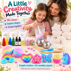 Bath Bomb & Soap Making Kit, 2-in-1 DIY Spa Craft Set with Moulds, Colours, Scents and Mixing Tools, Creative Gift for Kids