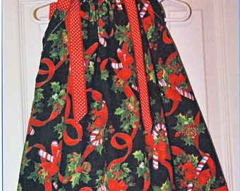 Candy Cane Ribbons Pillowcase Dress Christmas  Sizes 3T and 4T only:CD001