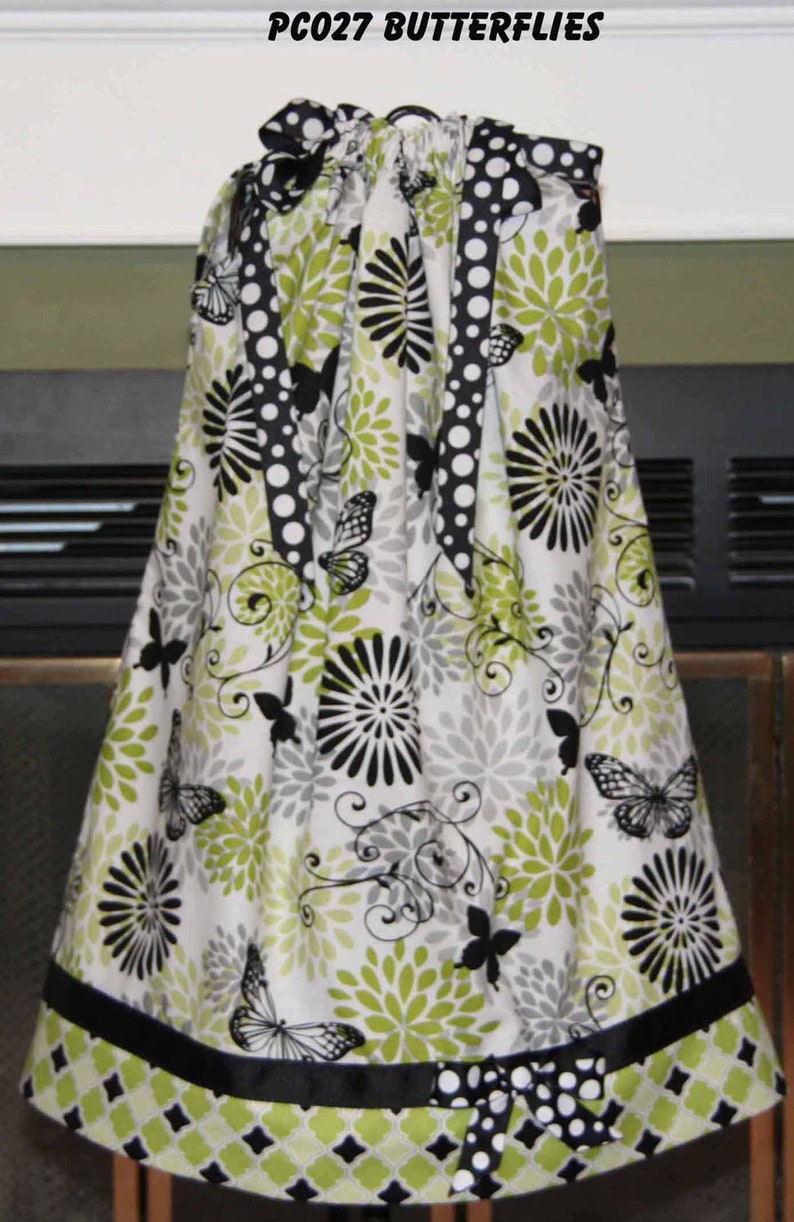 Boutique Pillowcase dress Featuring Butterfleis Dots and floral :PC027 image 1