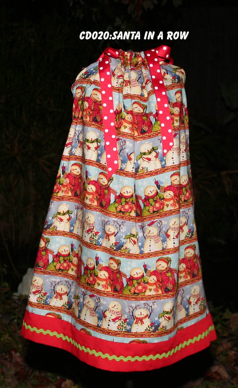 Featuring Snowmen in a row Pillowcase dress Size 5 only:CD028 image 1