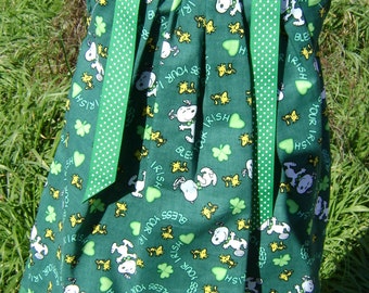 St. Patrick's Day pPillowcase dress featuring Snoopy-Bless your Irish heart-sizes 2T, 5 and 6/7 Only:SP005