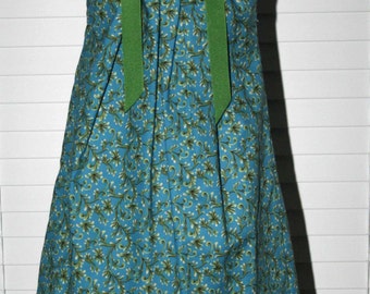 Boutique Pillowcase dress Featuring Leaves on Deep Teal-1 6/7 ready to ship :PC029