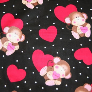 Hearts and monkeys pillowcase dress-size 3T available immediate ship-3mo 6/7 available :VD007 image 2