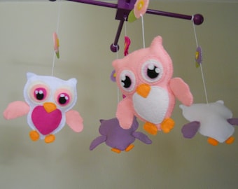 Baby Mobile- Baby Crib Mobile- Owl Mobile- owls- Tree Crib Mobile- Flowers- New item