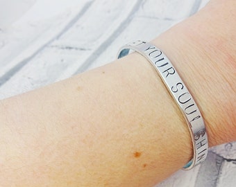 personalised aluminium cuff, handstamped bracelet, customized, stacking bracelet, customised quote cuff, skinny cuff bracelet, meaningful