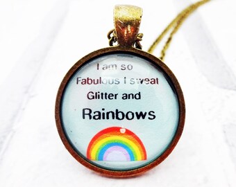 Gay pride necklace Lesbian jewellery sweat glitter Gift for gay Rainbow necklace LGBTQ jewelry, Colorful pendant Rainbow Gay necklace, R1