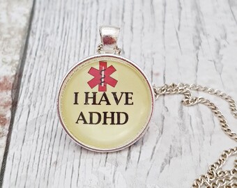 ADHD awareness necklace, mental health pendant, neurodiverse, Attention Deficit Hyperactive disorder, hidden disability, medical jewellery