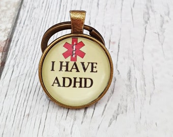 I have ADHD keychain, ADHD awareness, neurodivergent, neurodiversity, ADHD gifts, mental health keyring, autism key fob, aspergers, medical